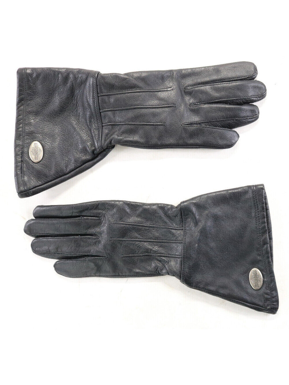 vintage harley davidson gauntlet gloves XS black leather padded basic bar shield